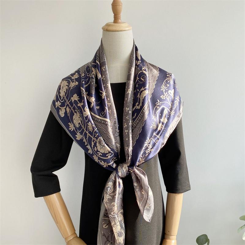 110*110 см квадратный шелковый шарф женский модный принт маленький шейный платок офисный женский пояс для волос носовой платок женский платок шаль шарф