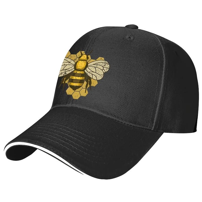 Bee Honeycomb Grunge Style Unisex Baseball Cap Vintage Save The Bees Casual Polyester Hat