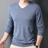 Весенне-осенний мужской шерстяной свитер с V-образным вырезом, пуловер с длинным рукавом, шерстяной вязаный низ, модный мужской повседневный шерстяной свитер, интерьер