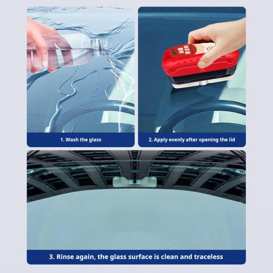 Удаление масляной пленки и пятен на стекле автомобиля. Очиститель лобового стекла. Экологичный, долговечный, портативный.