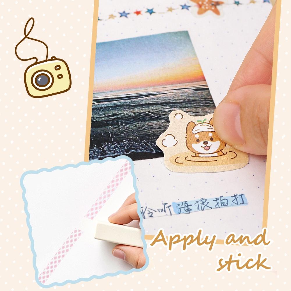 1/4 шт. Милая животная клейкая лента нажимного типа, мультяшный дизайн, мини-портативный размер 5 мм*6 м, в форме ручки, для DIY бумажной работы, искусства