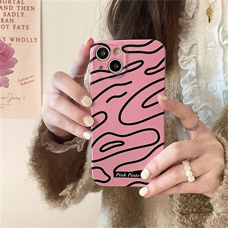 Ins Корея эстетические граффити линии флим чехол для телефона для Iphone 14 13 12 11 Pro Max милый мультфильм кролик противоударный твердый чехол Funda