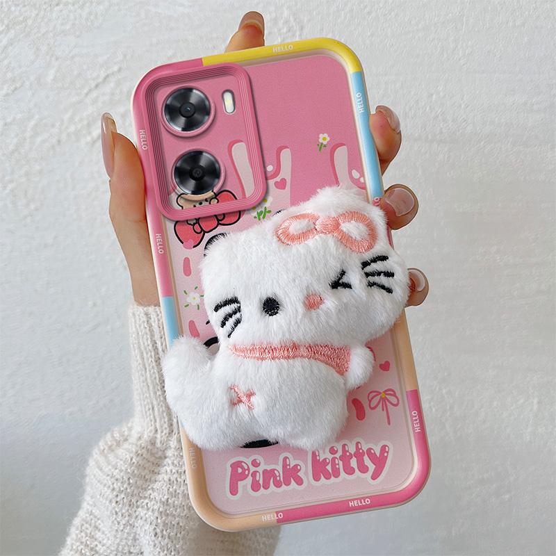KEYSION Милый 3D мультяшный плюшевый чехол для OPPO A57 4G A57 S A77 с ремешком, силиконовый противоударный чехол для телефона Realme Narzo 50 5G