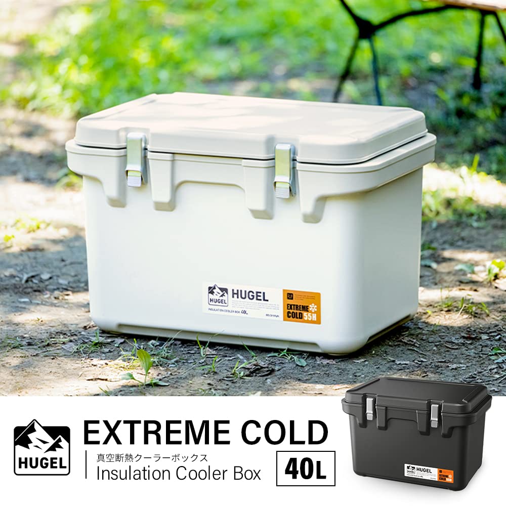 Hours Cold Iris Ohyama HUGEL Vacuum Insulated Cooler Box with Ice Pack Vacuum Insulation Panel Cold Storage 40L White Ash Outdoor Leisure Camping