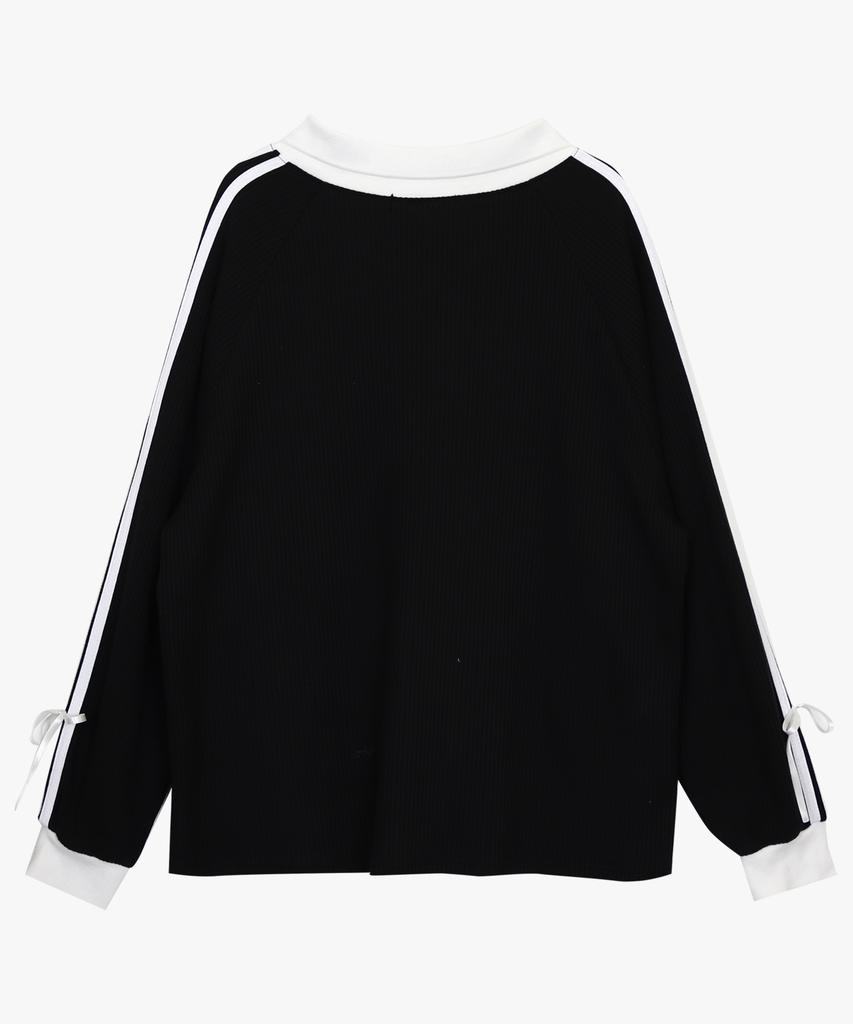 PINK PINEAPPLE Track Ribbon Top_Black