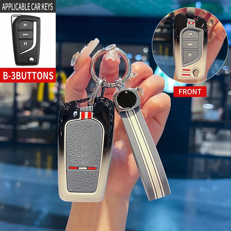 VCA2 Car Key Case For Toyota Prius Camry Corolla C-HR CHR RAV4 Prado Izoa Levin Avalon 2018 -2024 Car Shell Cover Alloy silica gel