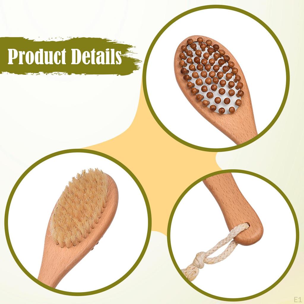Деревянная щетка для душа 2 в 1, скребок для спины с массажными шипами, шампунь для влажного/сухого расчесывания