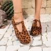 Обувь для женщин, лидер продаж, односложные женские туфли на плоской подошве с пряжкой, осенние разноцветные туфли с леопардовым принтом, с неглубоким вырезом на низком каблуке