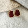 Big Winered Color Irregular Geometry Bean Stud Earrings for Women Ear Jewelry Accessory Girl Gift