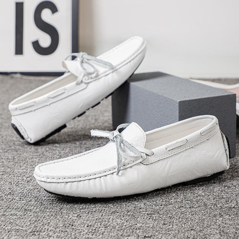 Fashion Soft-Soled Ultra-light Loafers Elegantes Mens Casual Leather Shoes Breathable Slip On Flats Solid Color Man Moccasins Boat Shoes