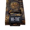 Hi-Tie Темно-золотой мужской шелковый галстук с жаккардовым узором пейсли, классический галстук, запонки, носовой платок