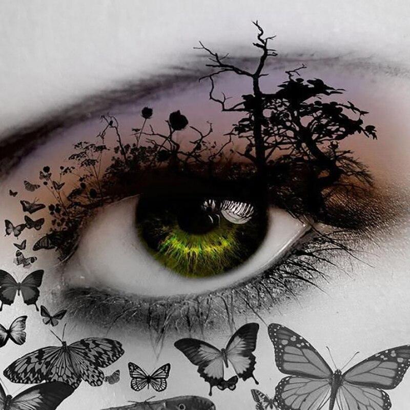 Новый 5D DIY Алмазная картина Бабочка Глаз Алмазная вышивка Пейзаж Вышивка крестом Полный круглый дрель Ремесла Домашний Декор Подарок