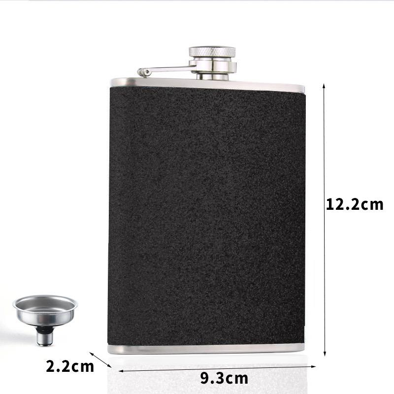8oz Stainless Steel Hip Flask, Black Shining Body Portable Whiskey Wine Pot Bottle Funnel Travel Tour Wine Cup