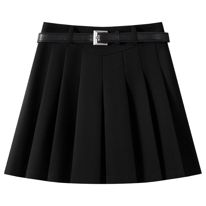 Женская юбка миди А-силуэта цвета хаки с высокой посадкой и плиссировкой - Коллекция Осень/Зима 2024