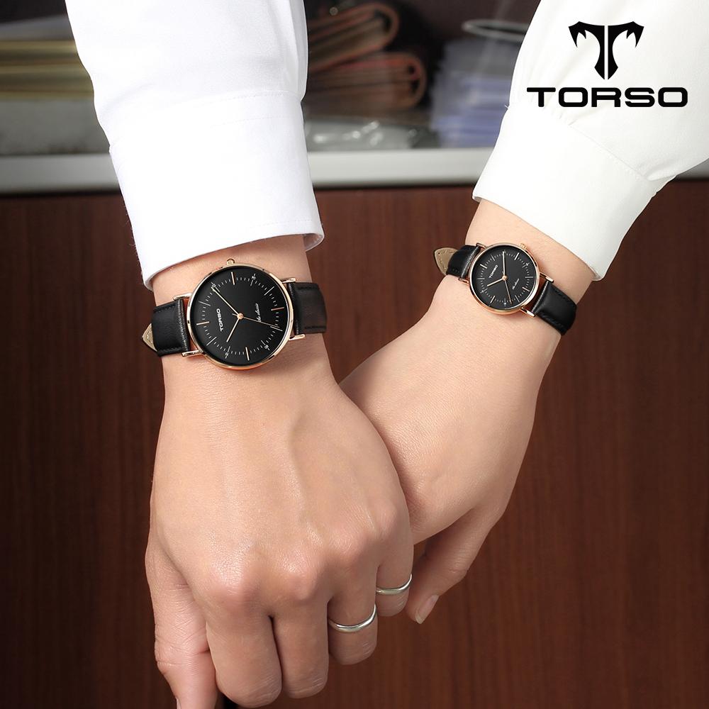 Toleuso T41L-Rbbk Классические кварцевые парные часы Мужские и женские кожаные часы