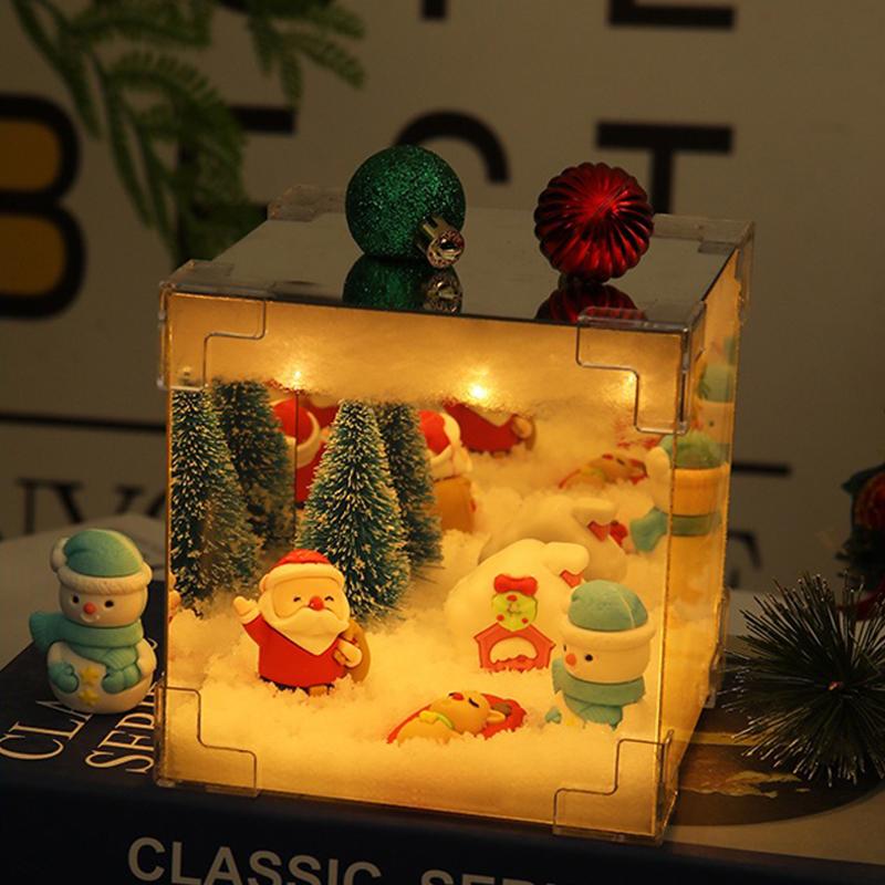 Сделай сам Санта-Клаус Ночной Светильник Куб Дизайн Домашний Рождественский Снежный Декор Элегантные Рождественские Световые Украшения Для Festivel