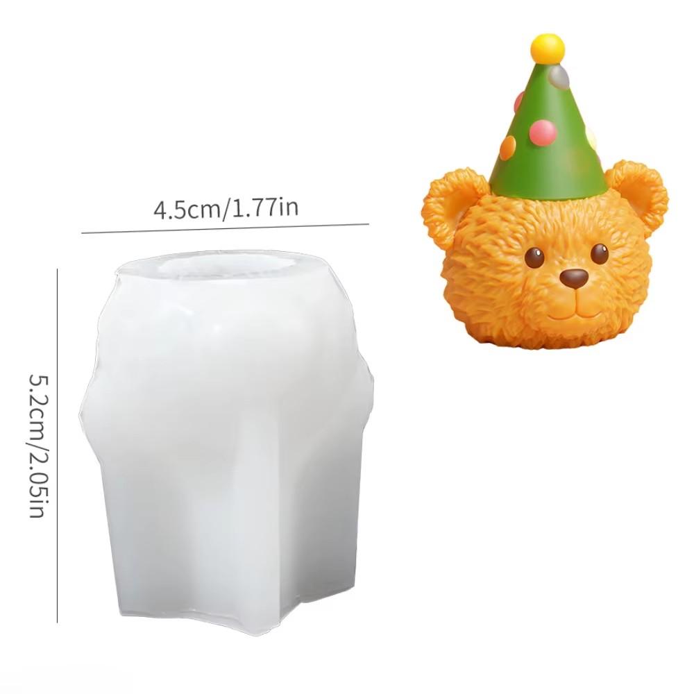 Силиконовая форма для свечей в виде плюшевого мишки из мультфильма, сидящее животное, смоляная форма для вечеринки, ароматизированный декор, 3D-конусная шляпа, гипсовые подарки на день рождения