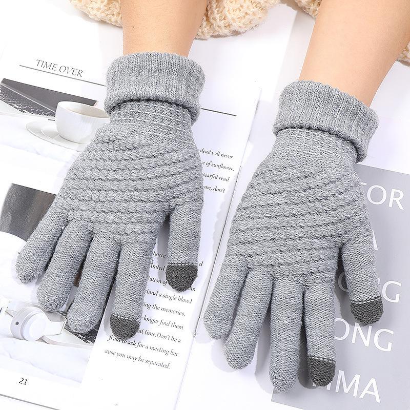 New thickened gloves men's and women's autumn and winter warm and cold-proof outdoor riding knitted wool gloves