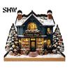 Durable Decorative Accents Christmas Glowing House Ornament, LED Wooden Tabletop Decor for DIY Craft Ornaments Holiday Village Display, Light Up Party
