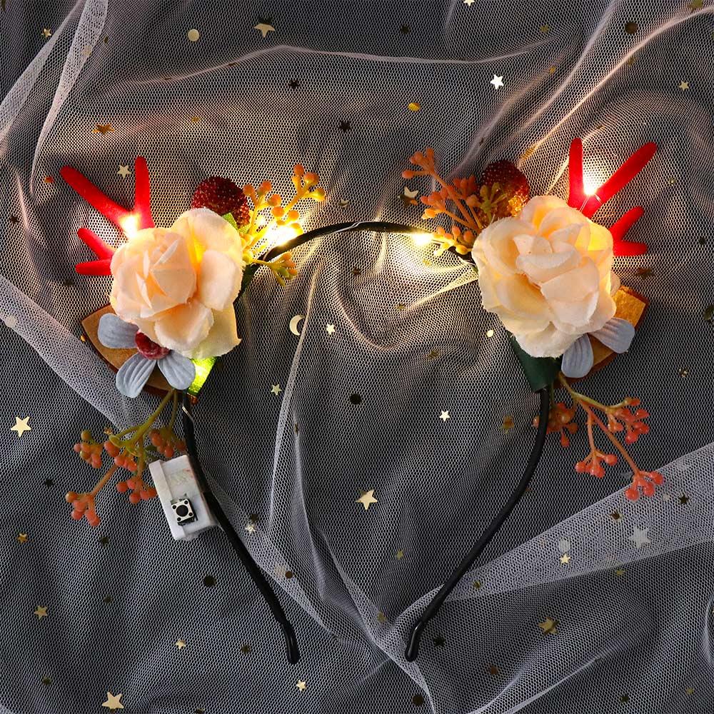 Аксессуары для волос в корейском стиле Женские украшения для волос Ободок с оленьими ушками Светящийся ободок Ушки феи-оленя