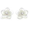 [L1820] - Silver Earrings 'Flower of Wisdom' White Mother-of-pearl Silver (rhodium-plated) - 9 Mm