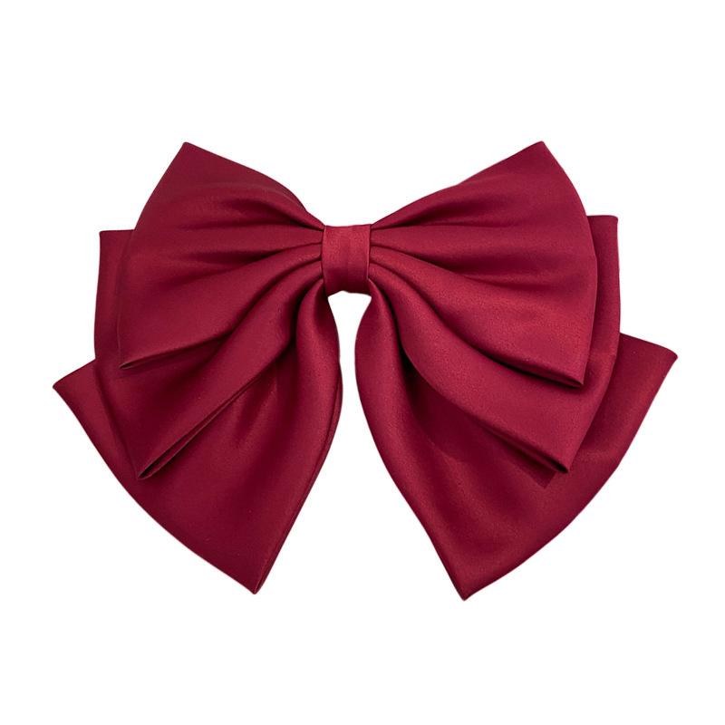 Female Satin Bow Hairpin Ponytail Clip Bowknot Ribbon Spring Clip Temperament Accessories Korean Fashion Elegant