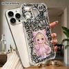 Phone case: 2D flat suitable for iPhone 18 17 16 15 14 13 Pro, transparent four corner protective case, cat ear girl, Christmas and Halloween gift