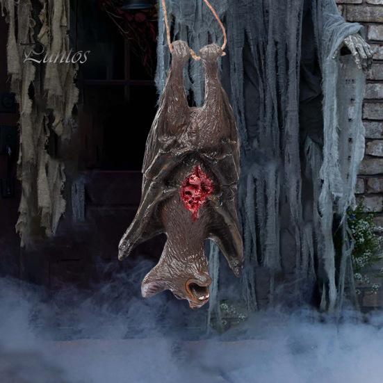 Подвеска на Хэллоуин, реалистичная, жуткая, подвесная, голова крысы, свиньи, паука, летучей мыши, украшение для дома с привидениями для вечеринки на Хэллоуин