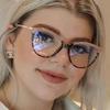 Retro Cat Eye Anti-Blue Light Flat Mirror Metal Color-Changing Glasses Trendy Plain Face Can Be Matched With Myopia Cat Eye Glasses Frame