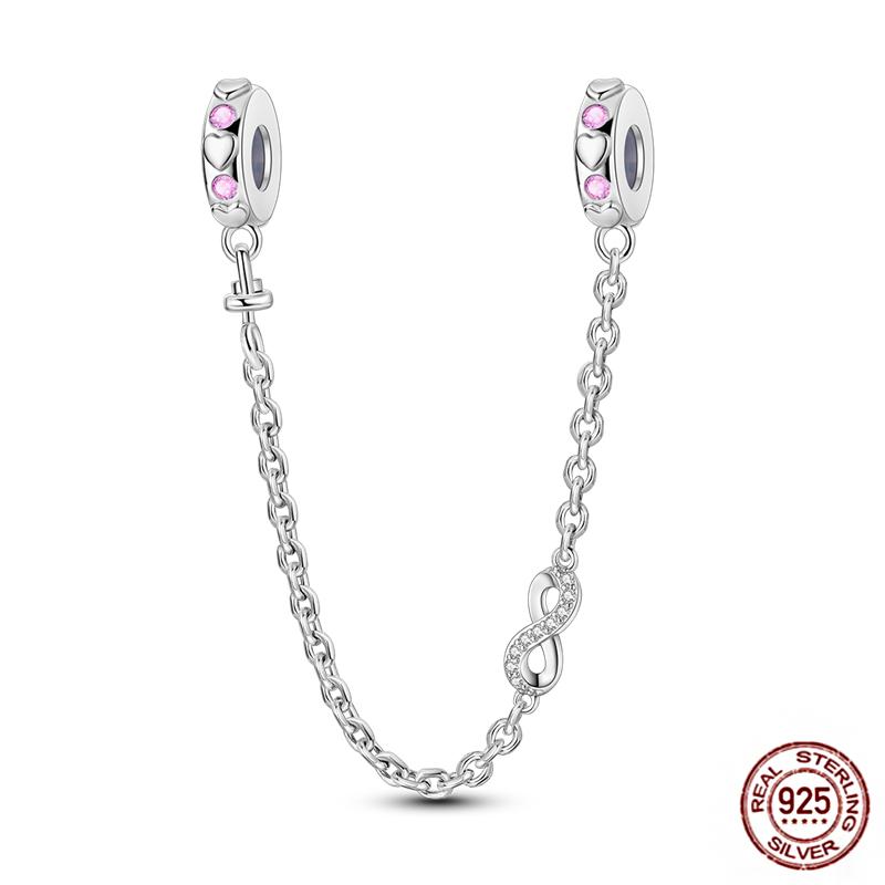 Round 925 Copper Clasp Pave Clip Charms Blue Star Moon Butterfly Slide Safety Chains Spacer Beads Fits Original Bracelet Zircon