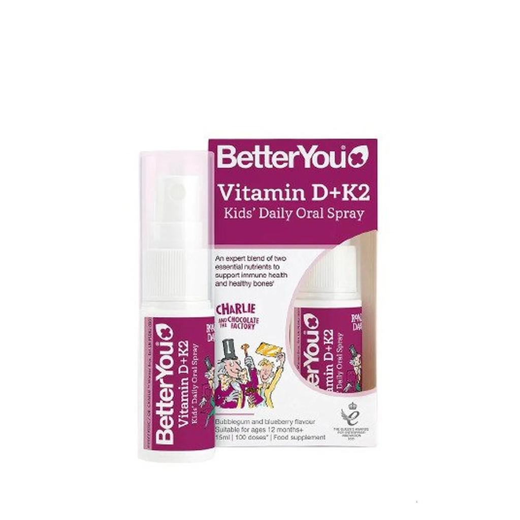 Vitamin D+K2 Kid's Daily Oral Spray, Bubblegum & Blueberry - 15 ml.