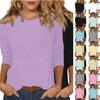 Женская мода повседневный универсальный повседневный топ с круглым вырезом и рукавом три четверти