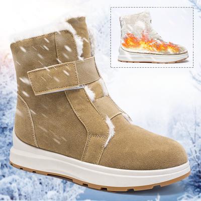 Новые зимние женские сапоги-дутики из плюша и бархата до середины икры на липучках, утепленные хлопковой подкладкой, хлопковые сапоги, плюс размер