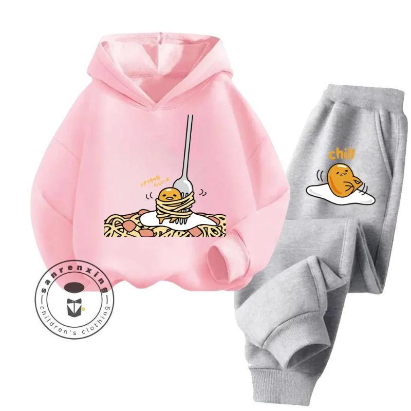 Gudetama Cartoon Супер Милый Чистый Хлопок Мягкая Текстура Толстовка Комплект Подходит Для Детей 3-14 Лет Kawaii Home Travel Одежда