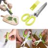 5 Blade Stainless Steel Kitchen Scissor Food Herb Cutter Kitchen Salad Scissors
