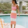 Женское летнее пляжное праздничное платье с вырезами, элегантные ремни, сексуальное вязаное платье макси с открытой спиной