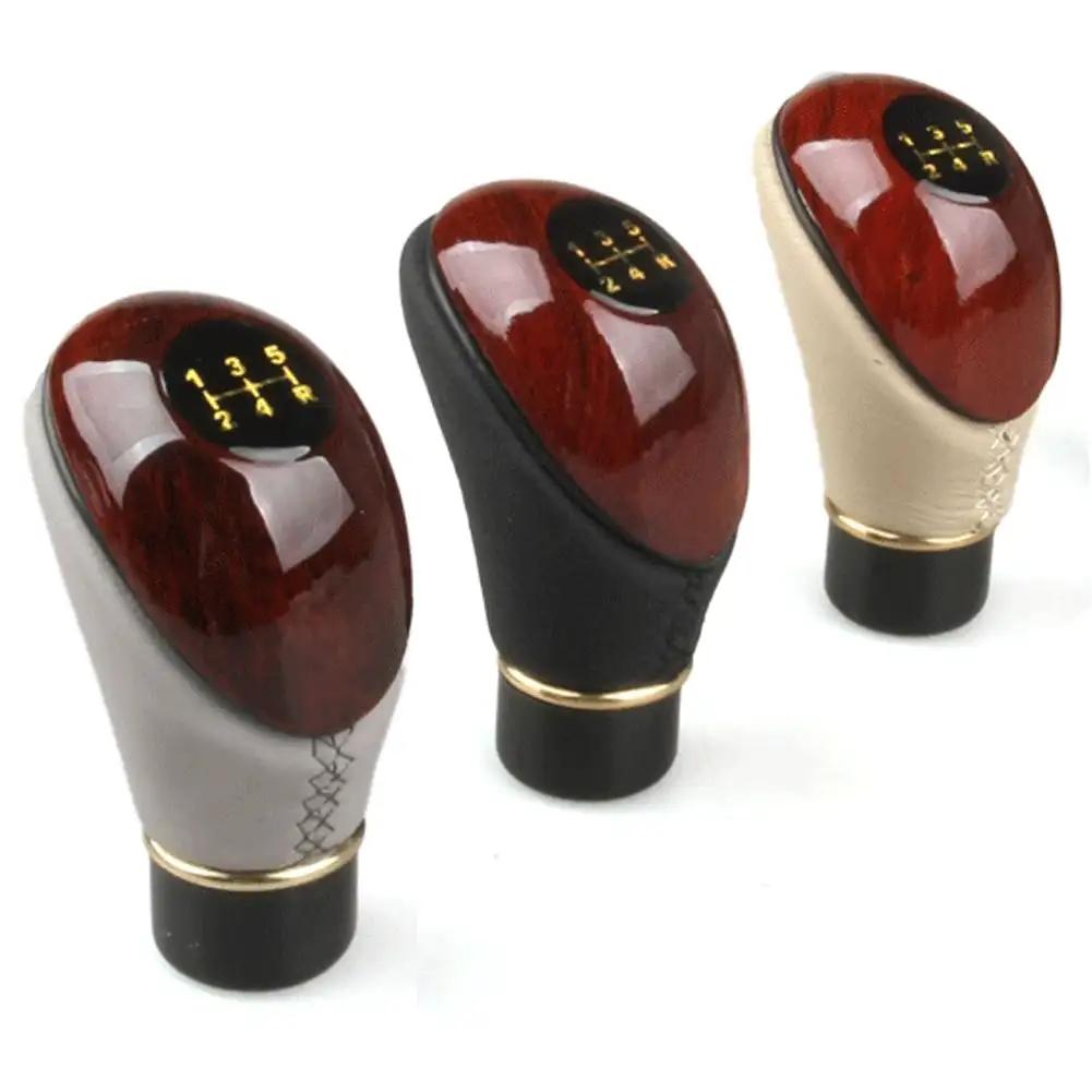 Универсальная автомобильная ручка переключения передач, деревянная искусственная кожа, автомобильный грузовик, 5-скоростной рычаг, ручная ручка переключения передач, автомобильные аксессуары