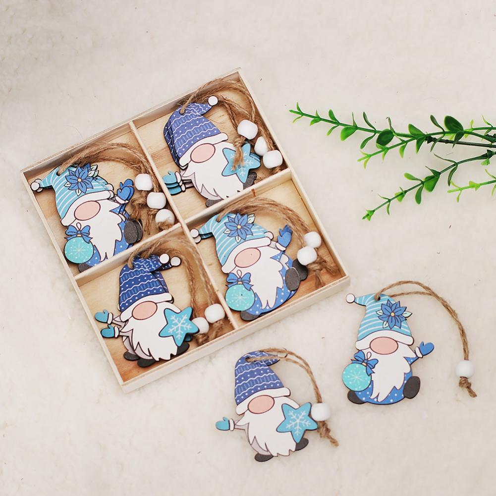 Рождественский гном, подвесные украшения, кукла Санта, деревянные подвесные ремесленные украшения для декора рождественской елки, праздничная вечеринка, 12 шт.