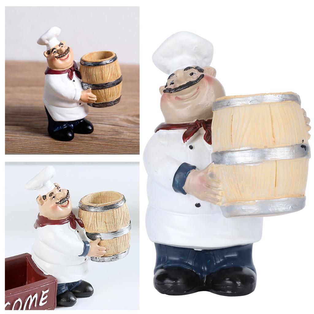 Resin Chef Statue Toothpick Holder Nordic Figurine Restaurant Tabletop Decoration Craft