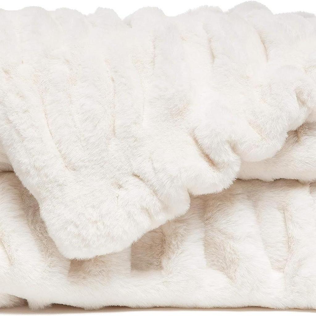 Плед из спандекса с эластичным принтом тай-дай и кроличьим мехом для осени и зимы - Толстый, теплый, мягкий