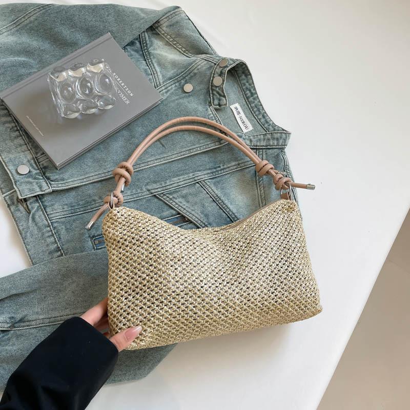 Fashion Large Capacity Woven Straw Tote Single Shoulder Underarm Bag For Women