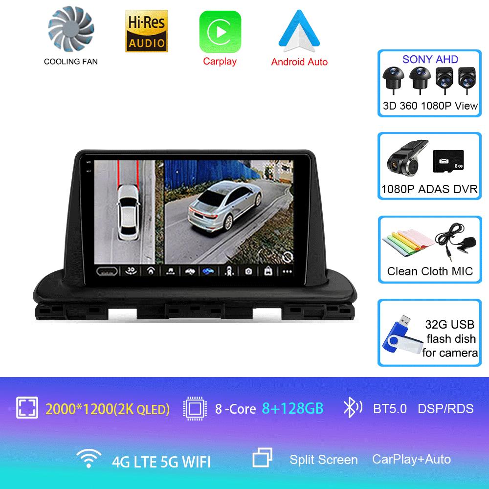 Автомобильное радио Android 14 Carplay Auto 2K экран BT мультимедийный проигрыватель для Kia Cerato 4 IV 2018 - 2021 Автомагнитола стерео 2din головное устройство