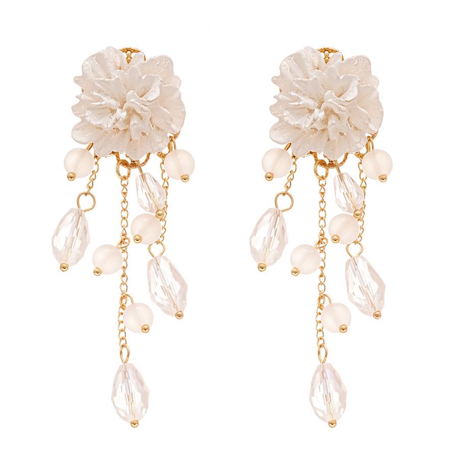 Элегантные акриловые серьги-кисточки с цветами - Стерлинговое серебро, Стеклянные бусины, Дизайн высокого класса для женщин