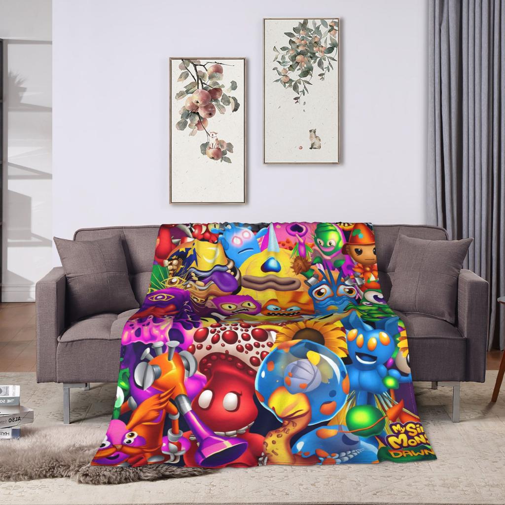 Warm Blanket Picnic My Singing Monsters Bedding Throws Aesthetic Bedspread For Living Room