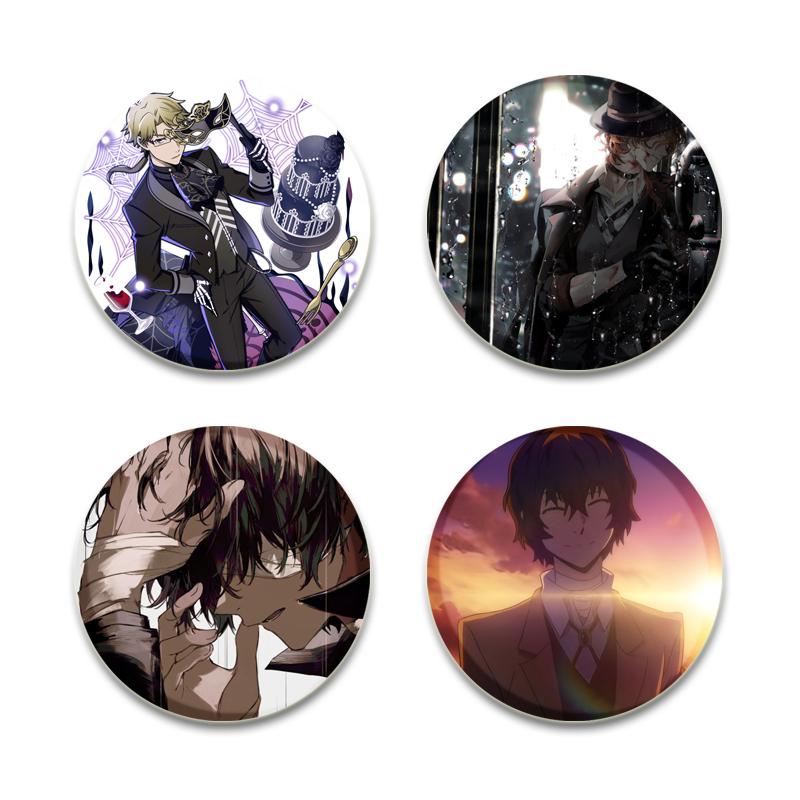 32/44/58 мм мультфильм бродячие собаки Банго HD печать брошь аниме значок вооруженное детективное агентство Дадзай Осаму круглая витрина броши булавка на лацкан ювелирные изделия