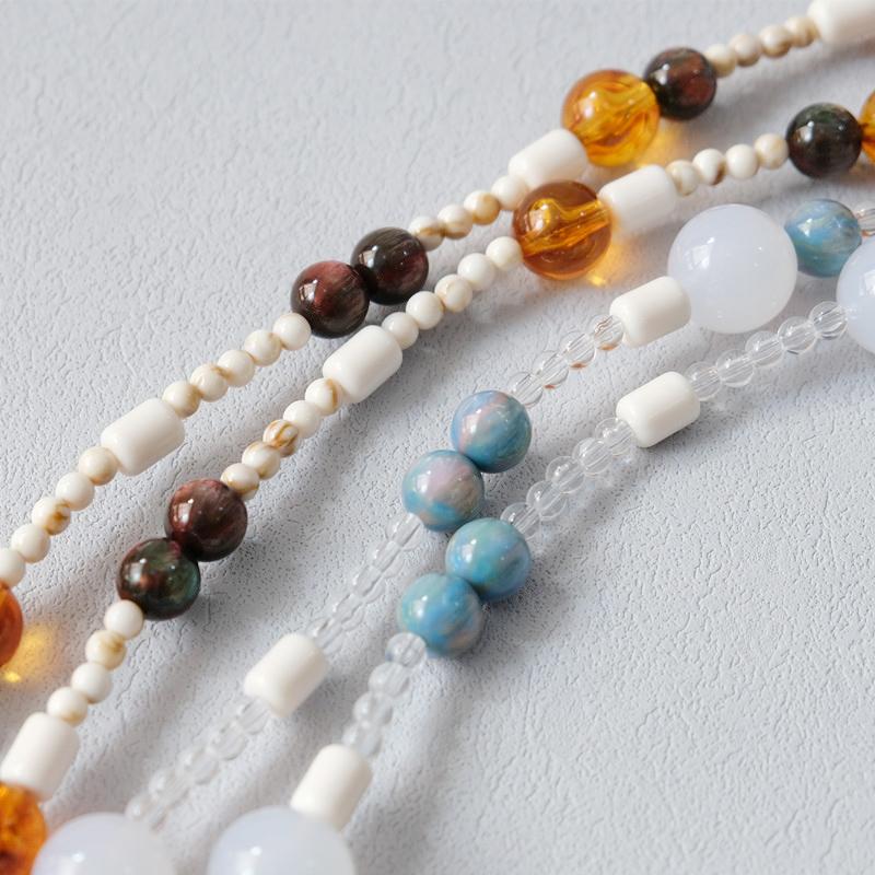 Новая модная женская сумка, аксессуар, съемные янтарные цепочки из бисера, синий акриловый роскошный ремешок, женская сумка, цепочка с ручкой на плечо