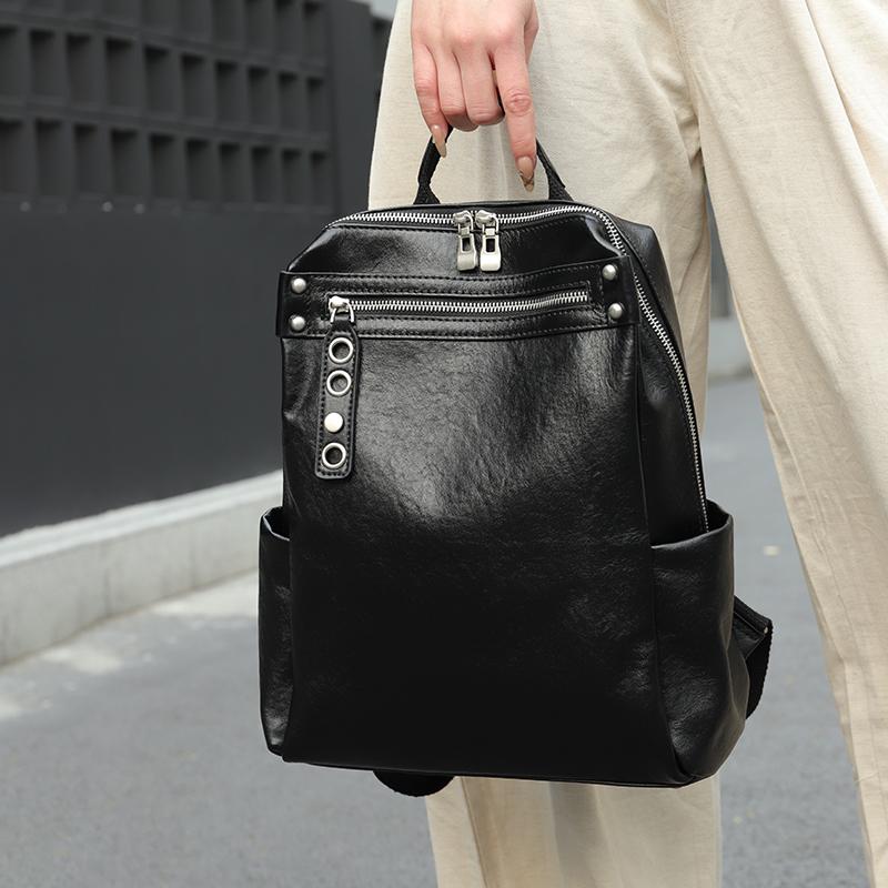 Женские рюкзаки из натуральной коровьей кожи Дизайн из коровьей кожи для леди Сумки большой вместимости Женские ретро универсальные рюкзаки Модная сумка для леди