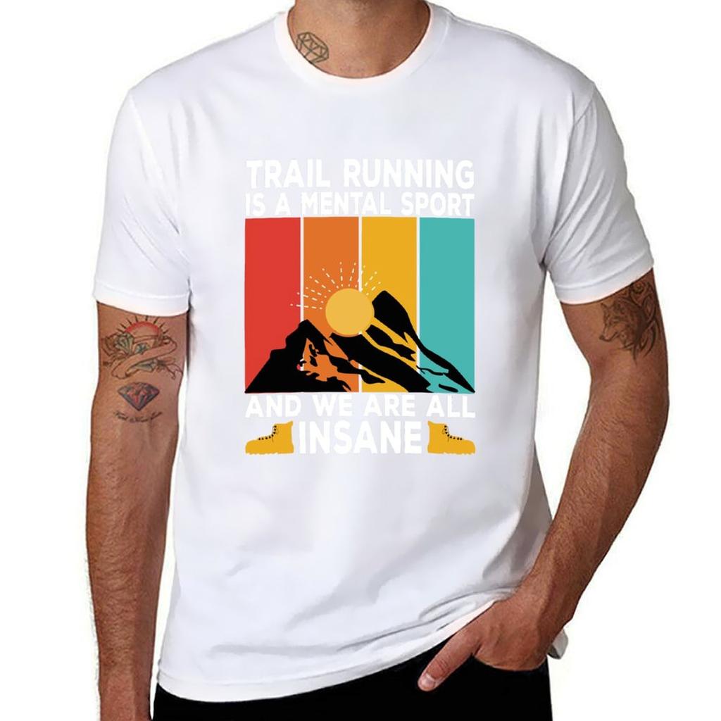 Retro Trail Running Is A Unisextal Sport Hiking Trail Marathon Retired Lover Tshirt Big And Tall Solid Color Tshirt