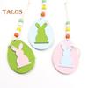 6 Pcs Easter Bunny Ornaments Wooden Egg Shape Hanging Ornaments Cutout Rabbit Easter Egg Ornaments for Tree Door Festive Home Decor
