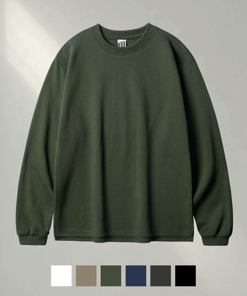 FP142 Regular Double Cotton Plain Long Sleeve T-Shirt Forest Green Sjlt1538